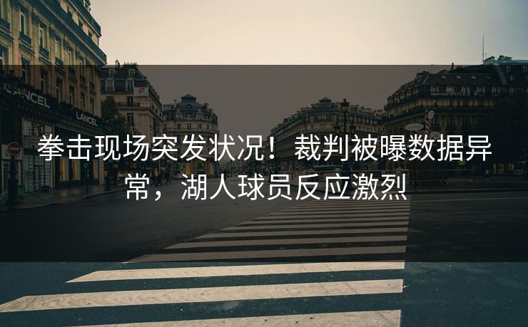 拳击现场突发状况！裁判被曝数据异常，湖人球员反应激烈