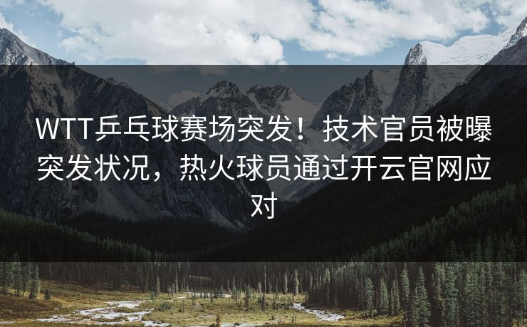 WTT乒乓球赛场突发！技术官员被曝突发状况，热火球员通过开云官网应对